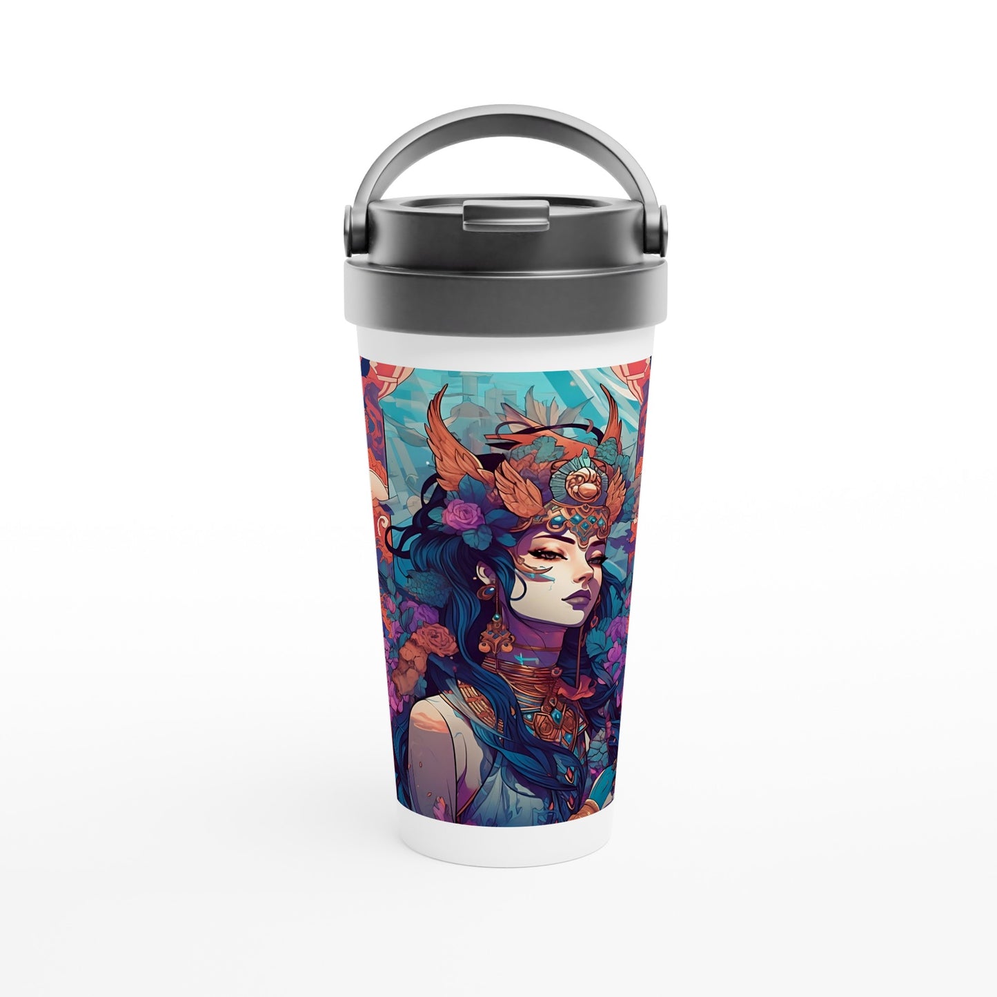 Goddess Warrior SHIVA - White 15oz Stainless Steel Travel Mug