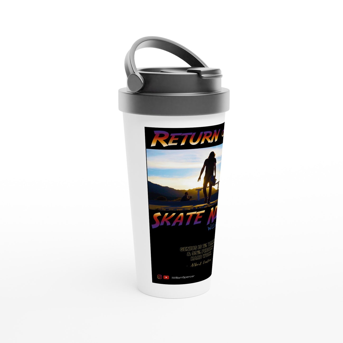 Return of the Skate Ninja - White 15oz Stainless Steel Travel Mug
