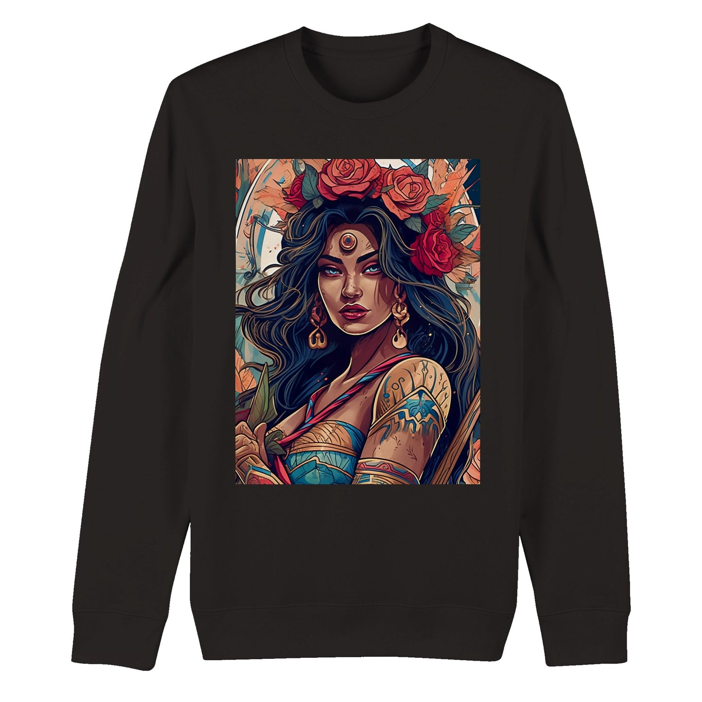 Goddess Warrior XOCHIL - Organic Unisex Crewneck Sweatshirt