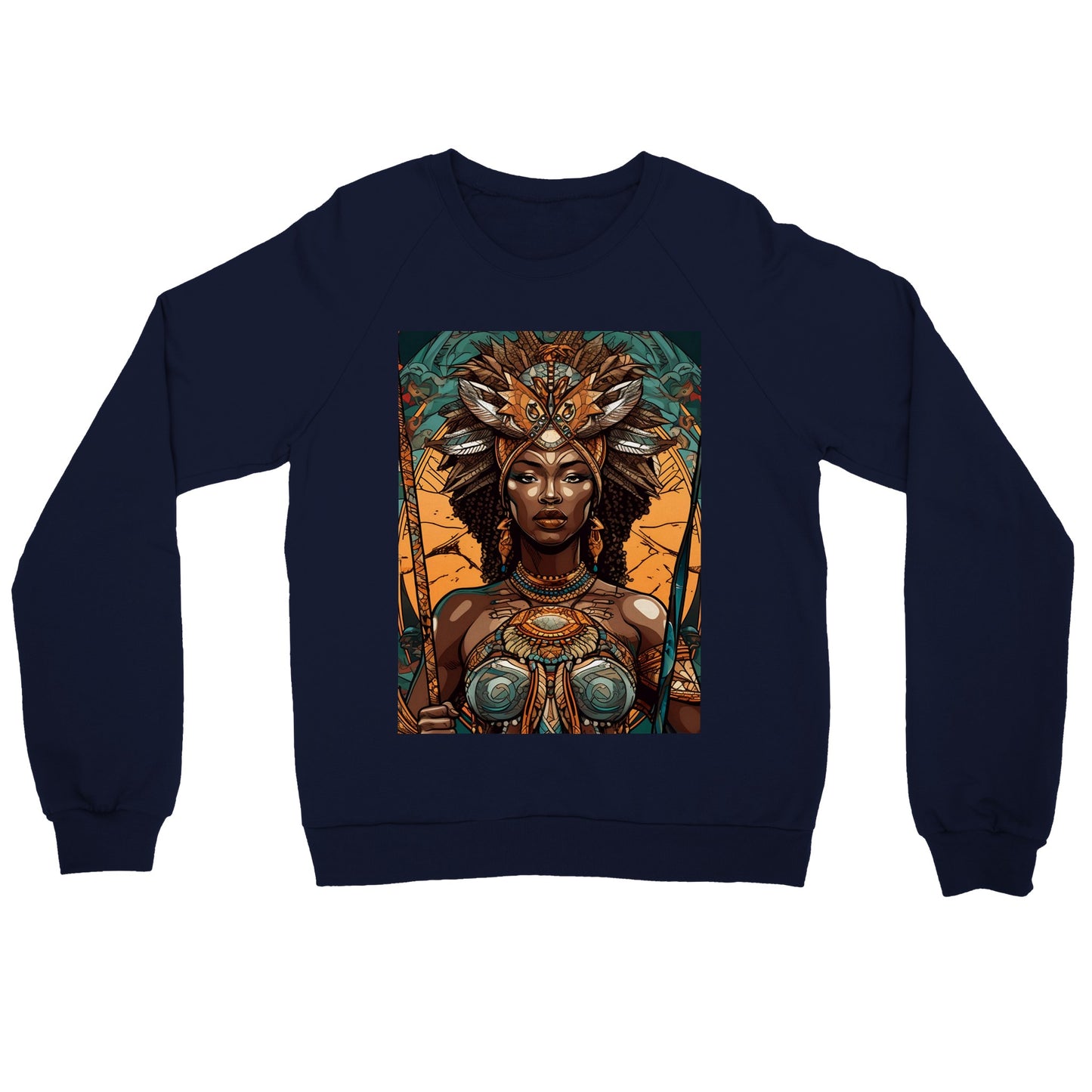 Goddess Warrior Oya Canvas Wall Art - African Goddess, Motivational Wall Art, Inspirational Wall Art - Premium Unisex Crewneck Sweatshirt