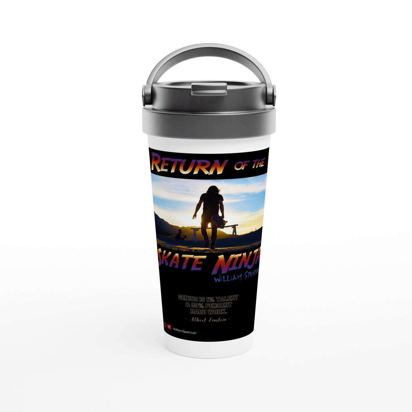 Return of the Skate Ninja - White 15oz Stainless Steel Travel Mug