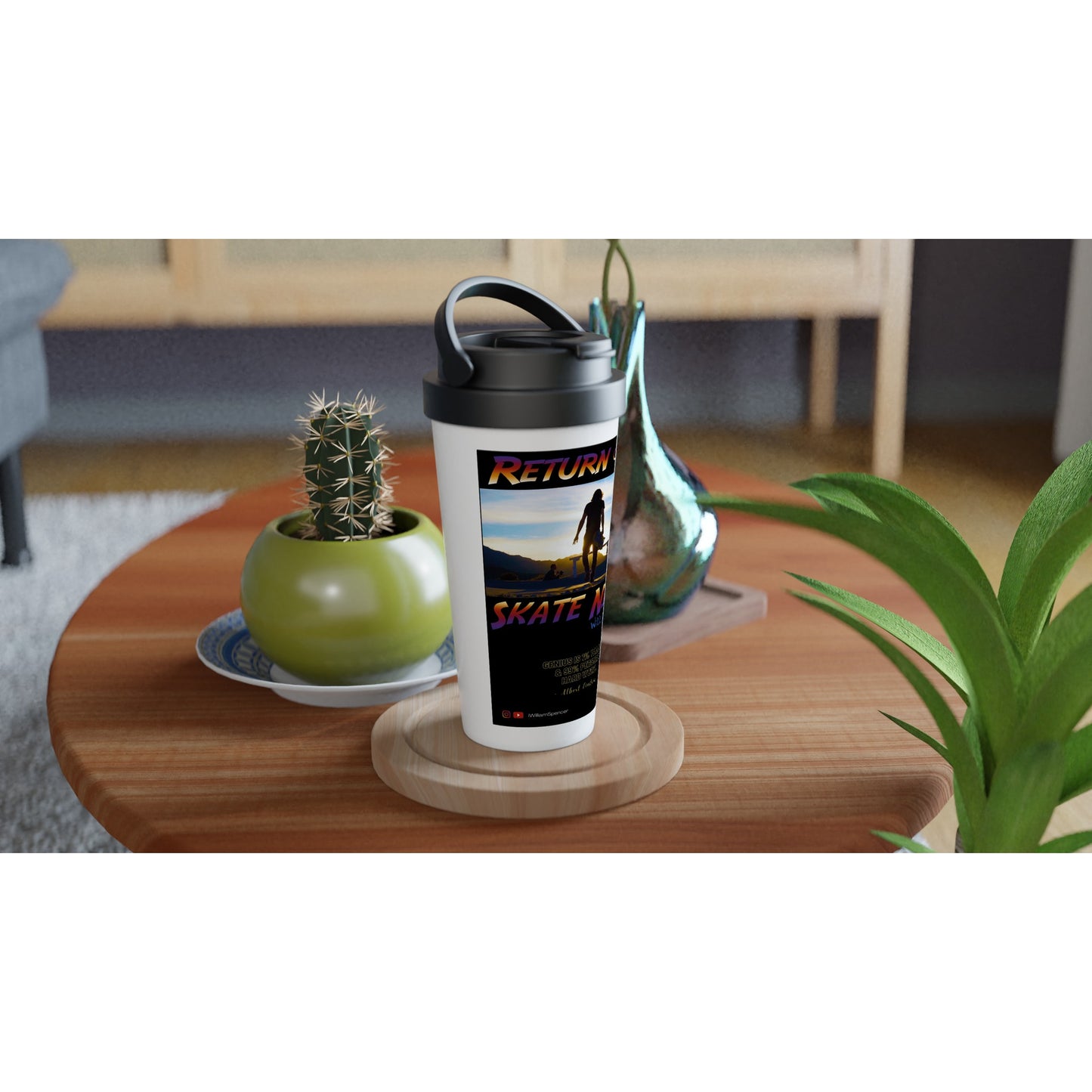 Return of the Skate Ninja - White 15oz Stainless Steel Travel Mug
