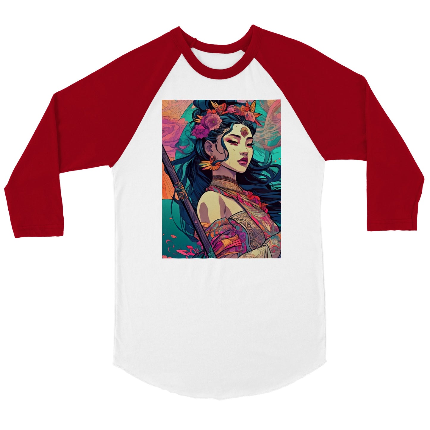 Goddess Warrior Lady Xian - Unisex 3/4 sleeve Raglan T-shirt