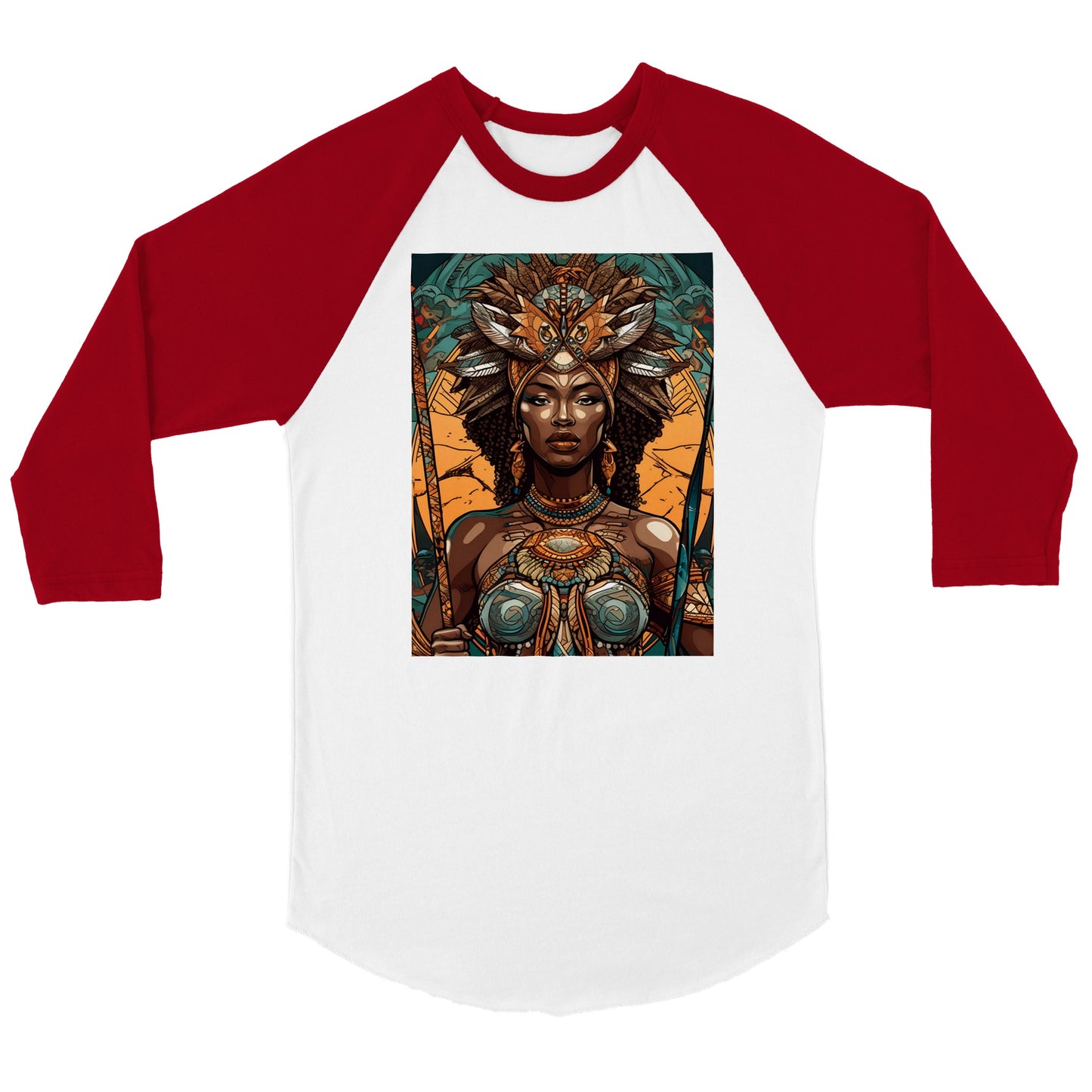 Goddess Warrior Oya African Goddess Unisex 3/4 sleeve Raglan T-shirt