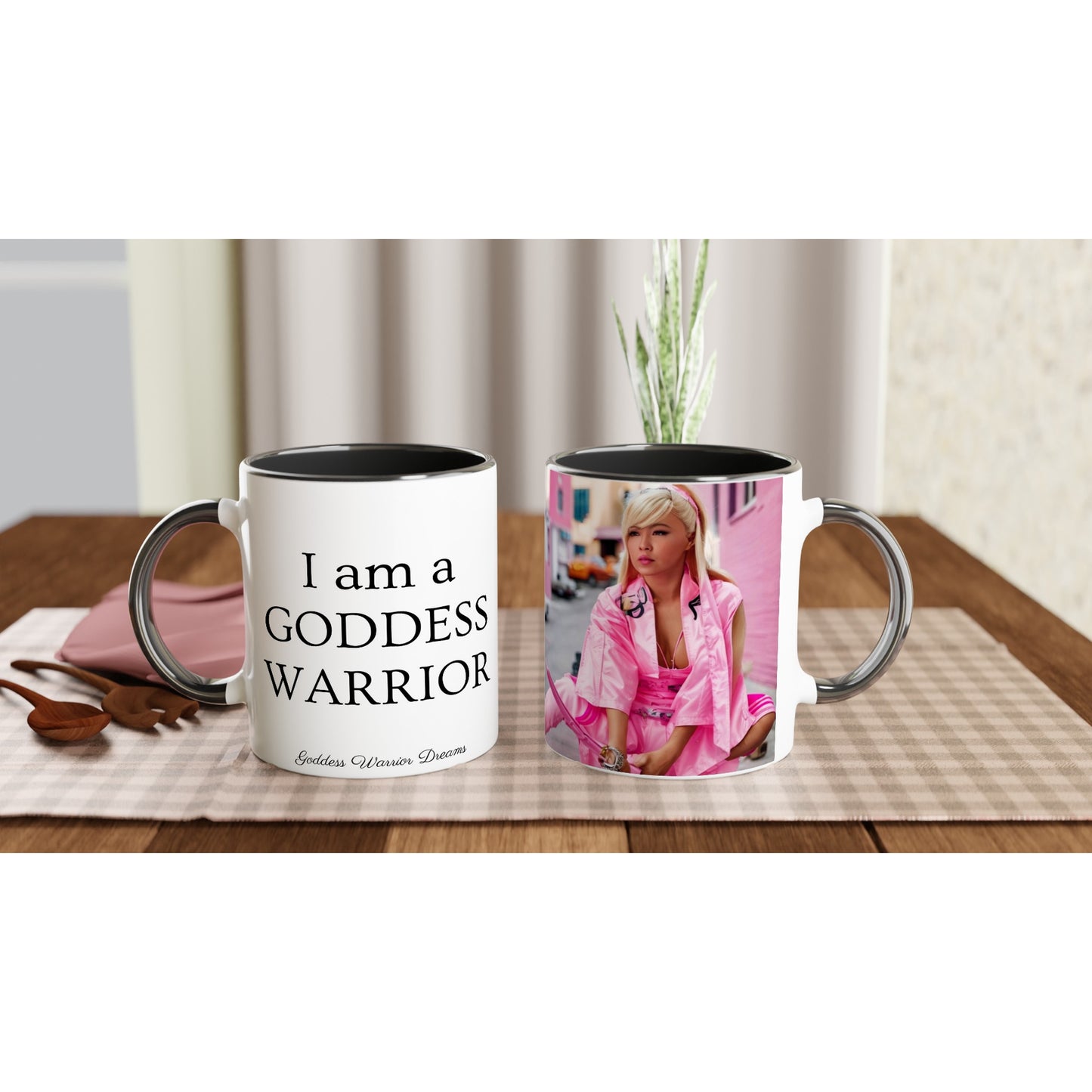 I am a GODDESS WARRIOR - PINK SAMURAI - White 11oz Ceramic Mug with Color Inside