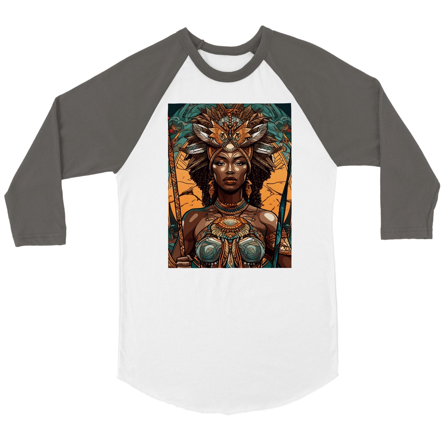 Goddess Warrior Oya African Goddess  Unisex 3/4 sleeve Raglan T-shirt