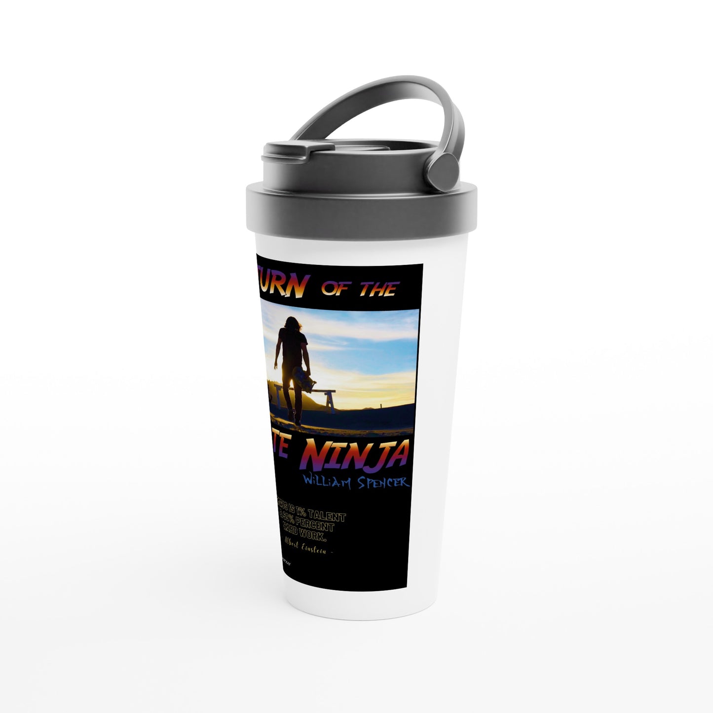 Return of the Skate Ninja -  White 15oz Stainless Steel Travel Mug