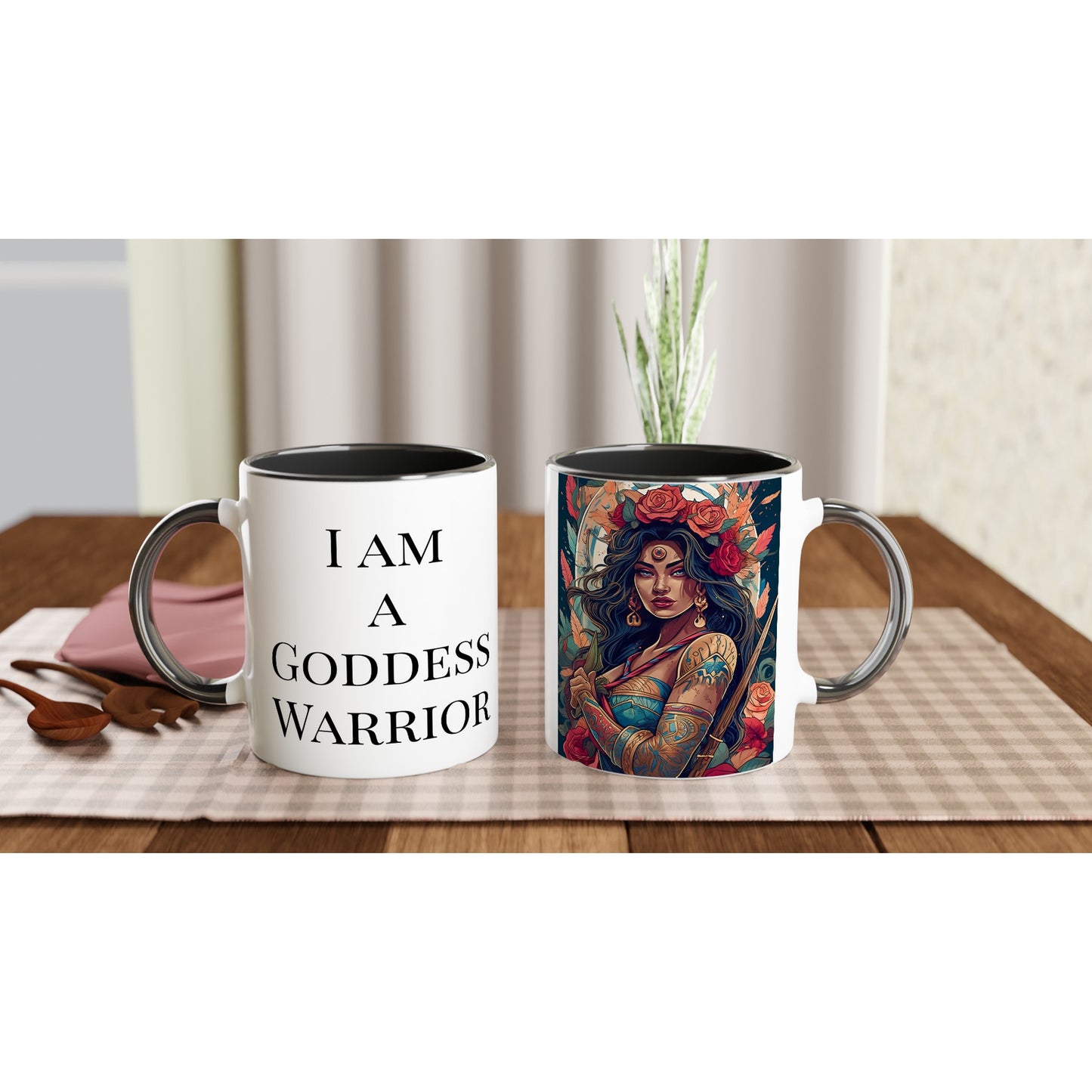 I AM A GODDESS WARRIOR  Mug - XOCHIL - Inspirational -  White 11oz Ceramic Mug with Color Inside