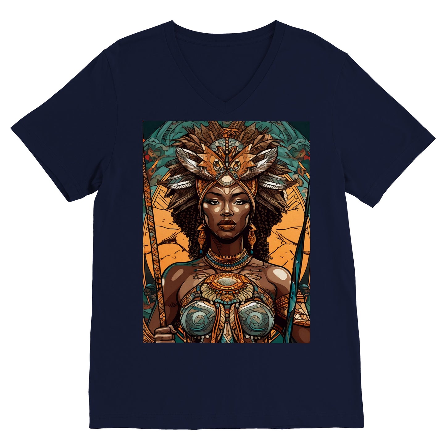 Goddess Warrior Oya African Goddess - Premium Unisex V-Neck T-shirt