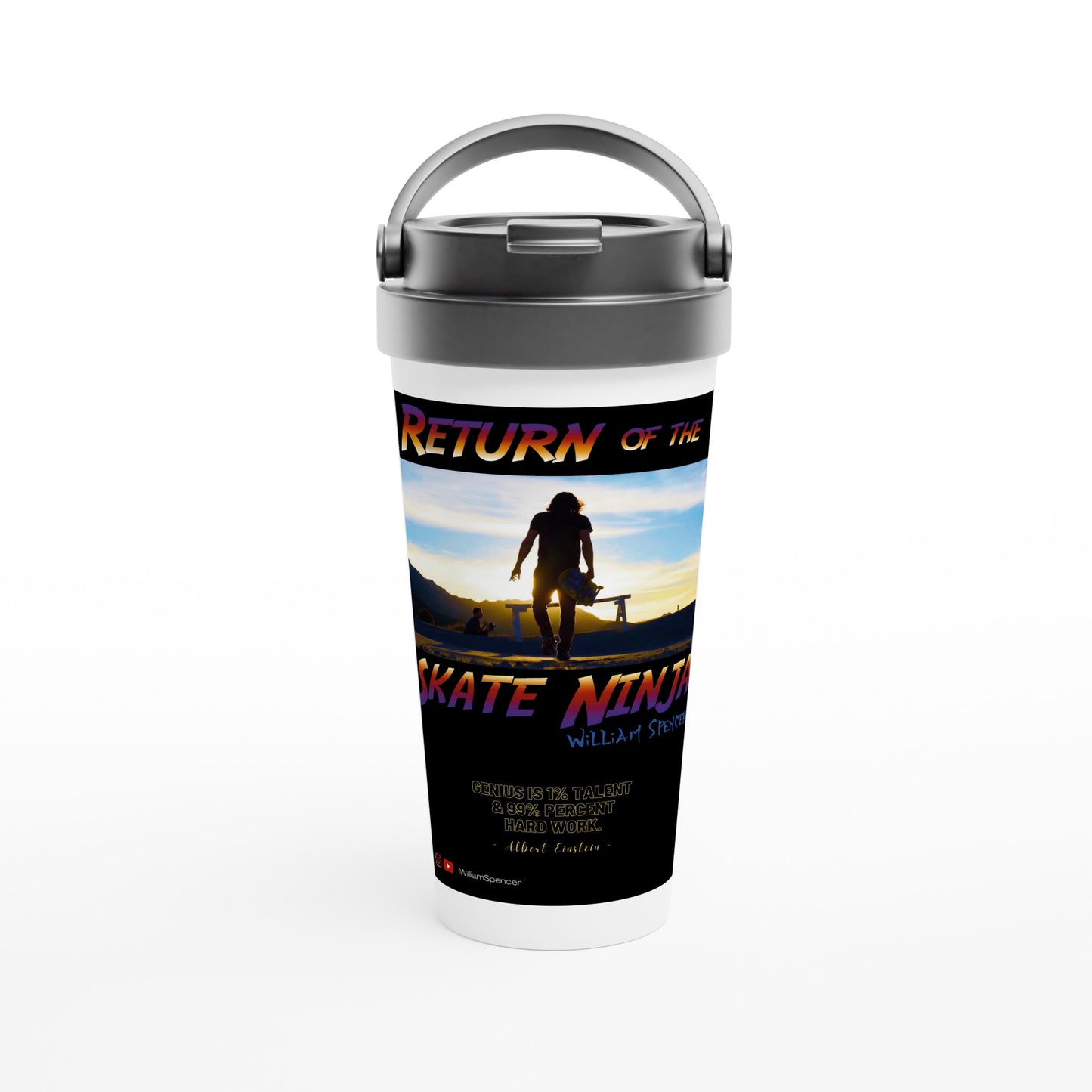 Return of the Skate Ninja -  White 15oz Stainless Steel Travel Mug