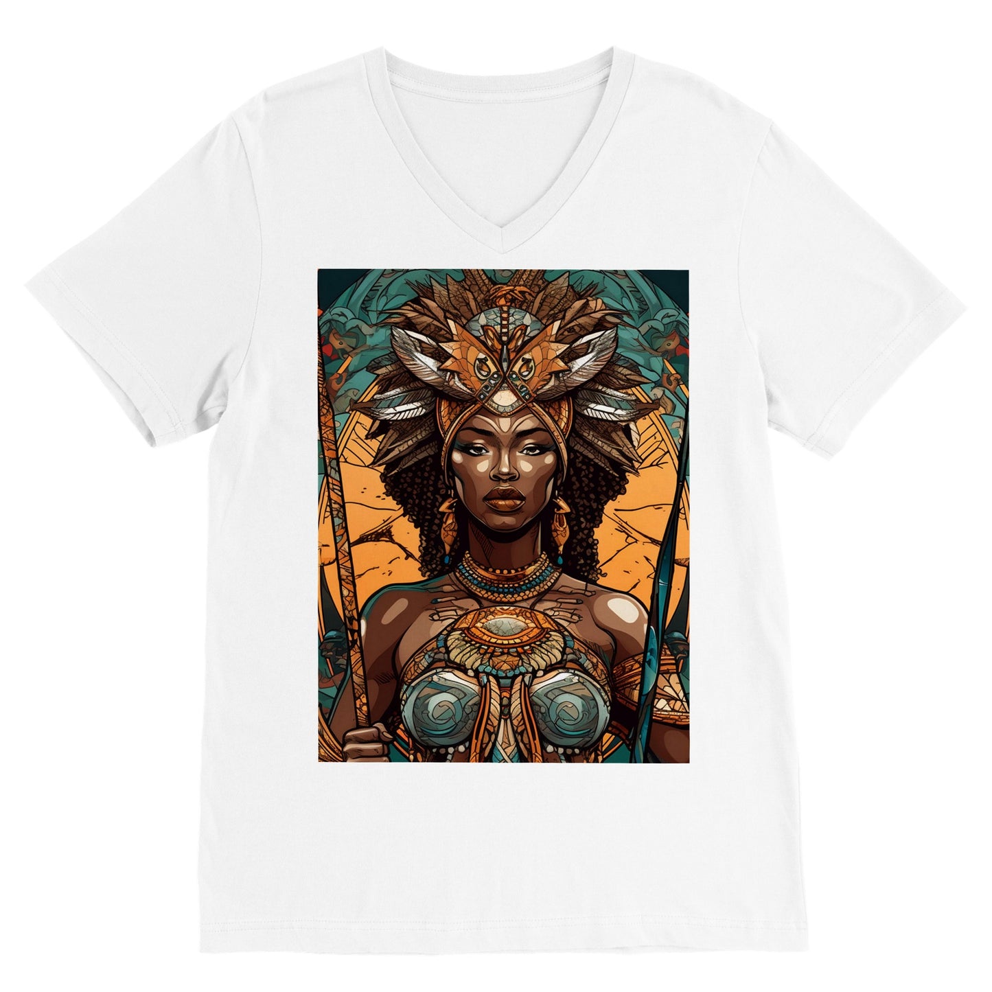 Goddess Warrior Oya African Goddess - Premium Unisex V-Neck T-shirt