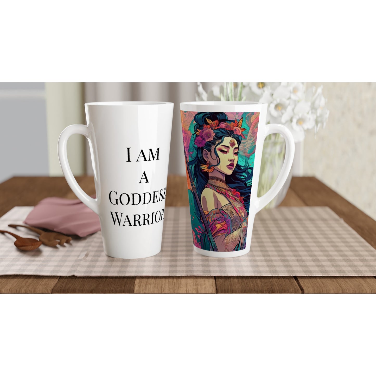 I am a Goddess Warrior - LADY XIAN - White Latte 17oz Ceramic Mug