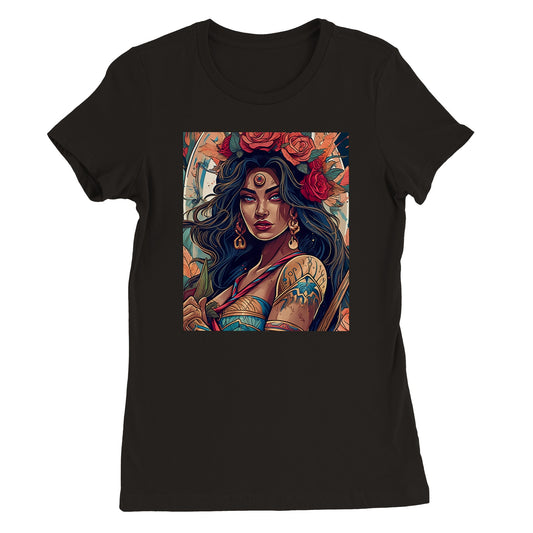 Goddess Warrior XOCHIL - Premium Womens Crewneck T-shirt