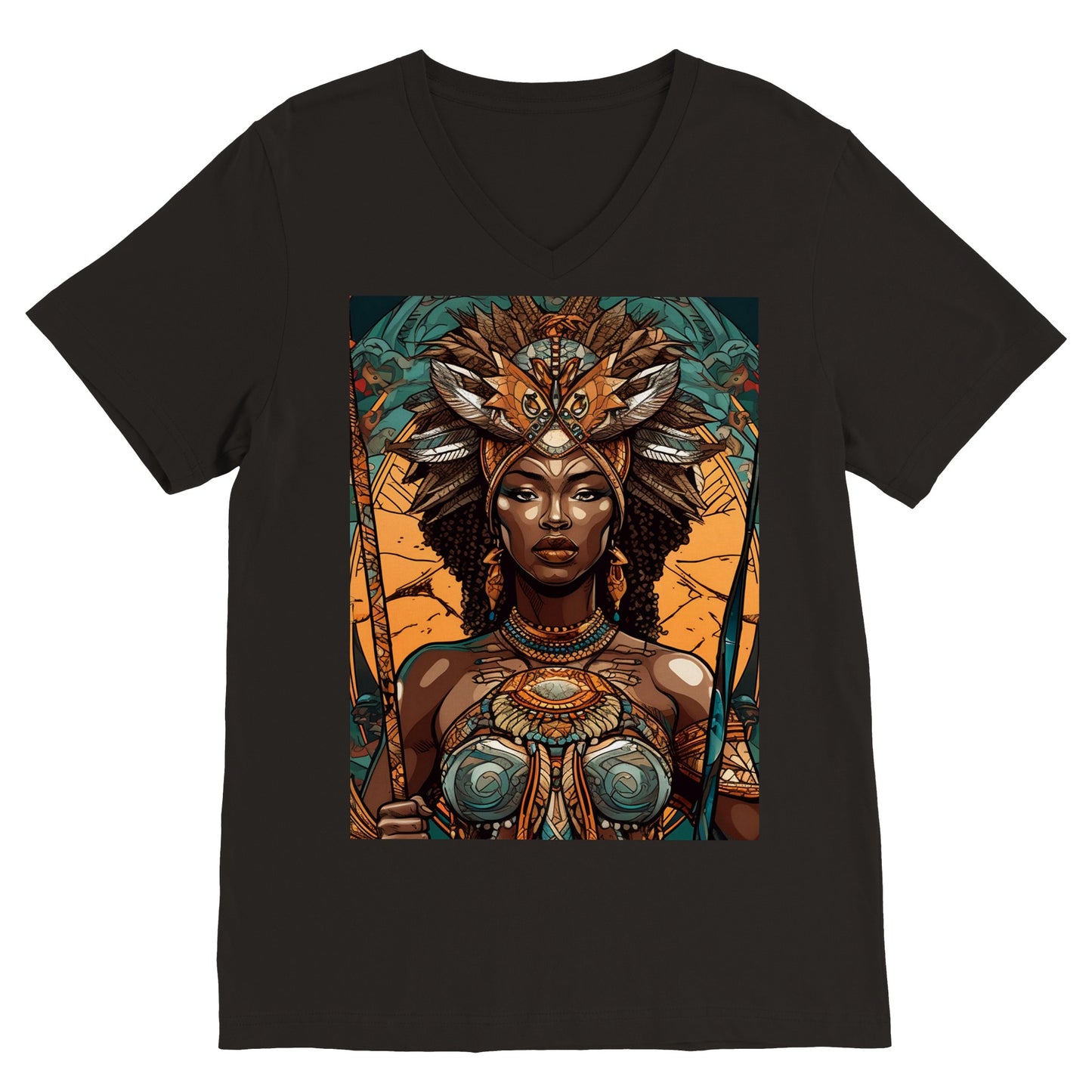 Goddess Warrior Oya African Goddess - Premium Unisex V-Neck T-shirt